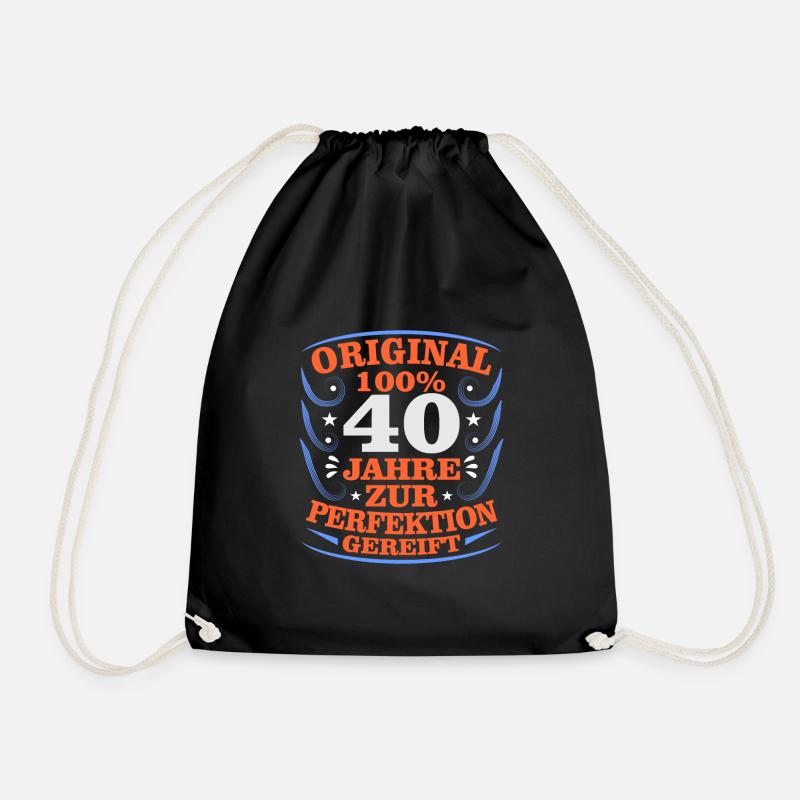 40. Geburtstag - Turnbeutel - Schwarz