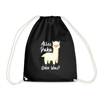 Alpaca Lama Gift - Drawstring Bag - black - Front