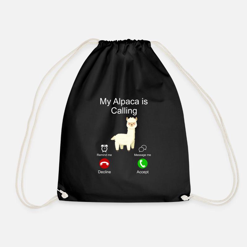 Alpaka Lama - Turnbeutel - Schwarz