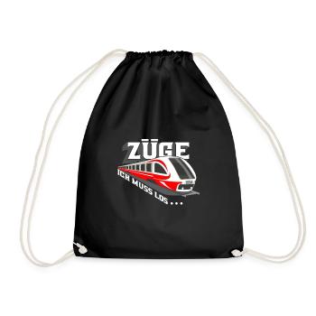 Zug Züge Modeleisenbahn Eisenbahn Geschenk - Turnbeutel - Schwarz - Vorne