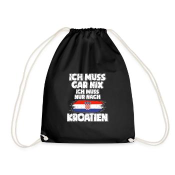 Kroatien - Turnbeutel - Schwarz - Vorne
