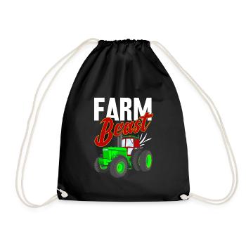 Farmer Tracktor Landwirtschaft Geschenk Spruch Bäu - Turnbeutel - Schwarz - Vorne