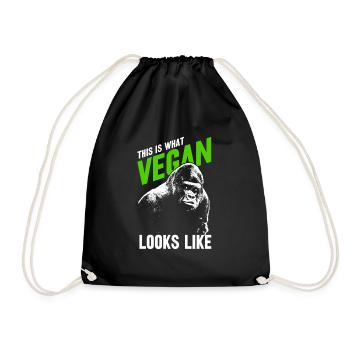 Vegan - Turnbeutel - Schwarz - Vorne