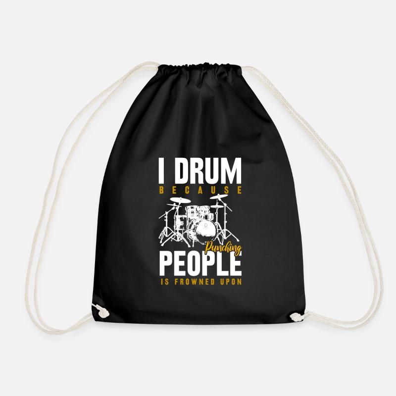Drums drummer drummer gift - Drawstring Bag - black