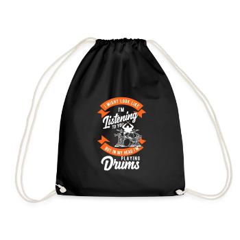 Schlagzeug Schlagzeuger Drummer Geschenk - Turnbeutel - Schwarz - Vorne