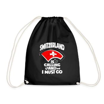 Switzerland - Drawstring Bag - black - Front