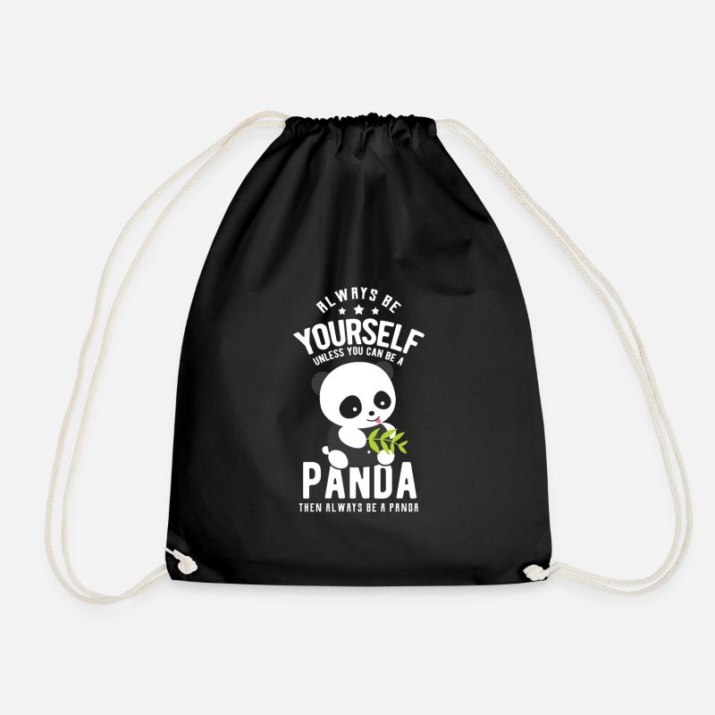 panda - Drawstring Bag - black