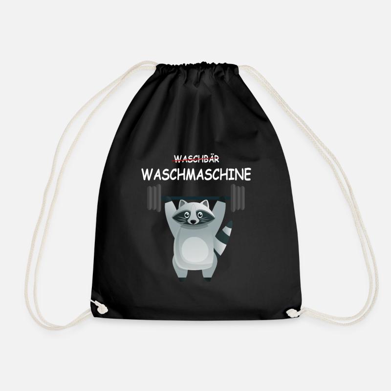 Ein Waschbär mit Hantel ist eine Waschmaschine - Turnbeutel - Schwarz