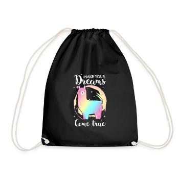 Lama Alpaca Alpaka lustig Geschenk Alpaka Spruch - Turnbeutel - Schwarz - Vorne