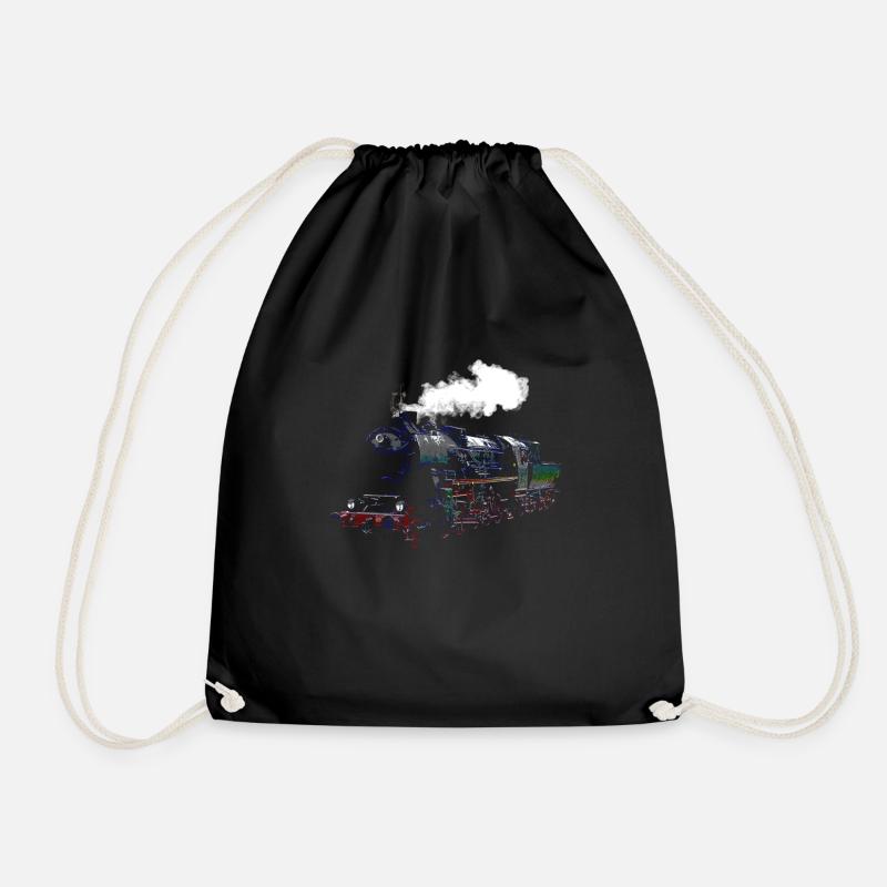 Trains - Drawstring Bag - black