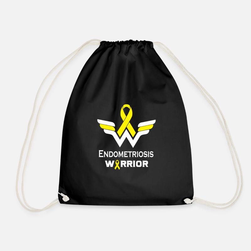 Endometriosis Awareness Warrior Support Survivor - Drawstring Bag - black