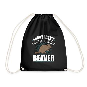 beaver - Drawstring Bag - black - Front