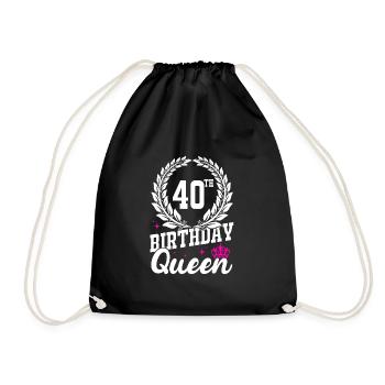 40th birthday - Drawstring Bag - black - Front