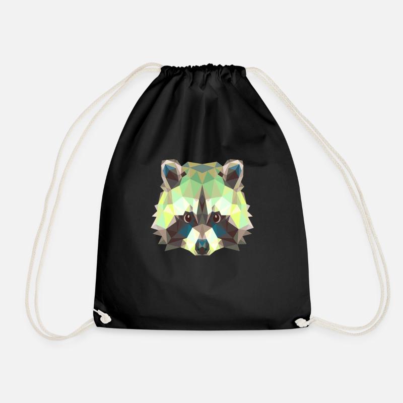Raccoon - Drawstring Bag - black
