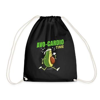 Avocado Laufen Lustig Geschenk - Turnbeutel - Schwarz - Vorne