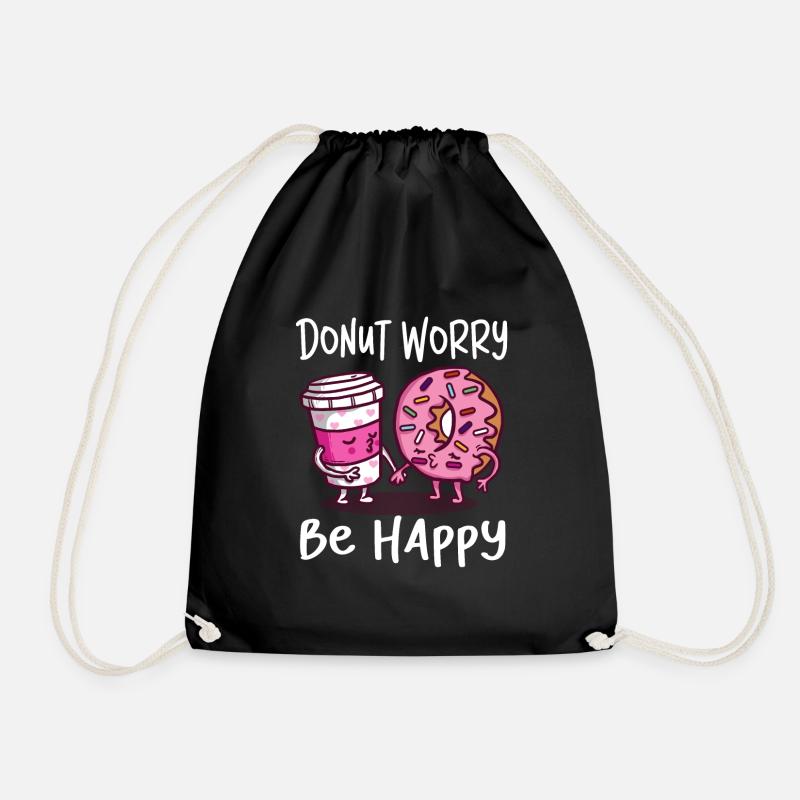 Donut Coffee Lustiges Geschenk Freunde - Turnbeutel - Schwarz