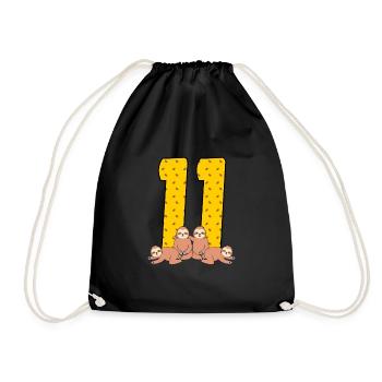 11. Geburtstag - Turnbeutel - Schwarz - Vorne