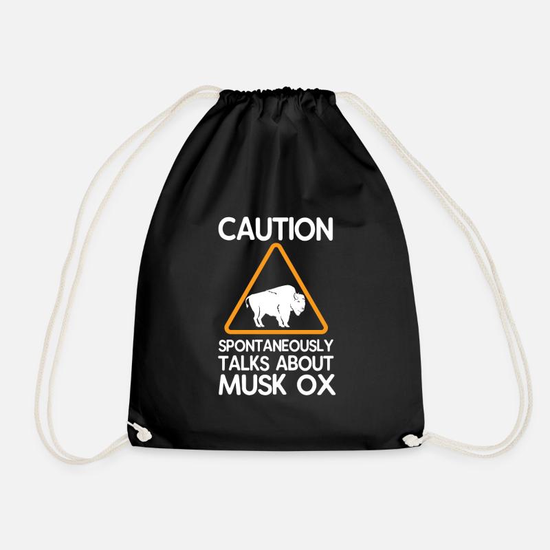 Dear Arctic Animal Musk Ox Gift - Drawstring Bag - black