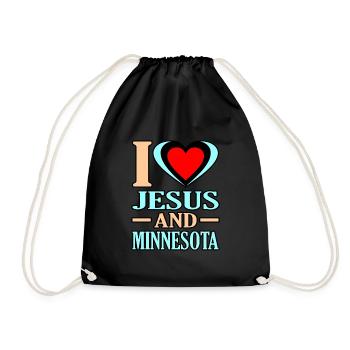 Ich Liebe Jesus Und Minnesota geschenk - Turnbeutel - Schwarz - Vorne