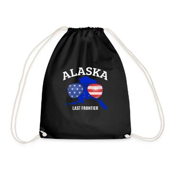 Alaska Last Frontier Gift - Drawstring Bag - black - Front