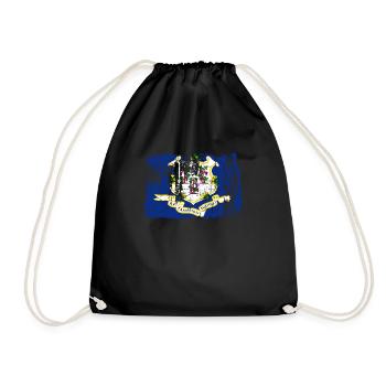Connecticut flags proud gift - Drawstring Bag - black - Front