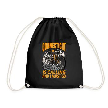 Connecticut Travel Gift - Drawstring Bag - black - Front