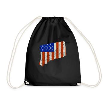 Connecticut State of Usa flag gift - Drawstring Bag - black - Front