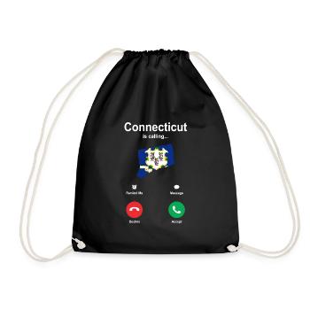 Connecticut Travel Gift - Drawstring Bag - black - Front