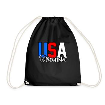Usa Wisconsin Geschenk - Turnbeutel - Schwarz - Vorne