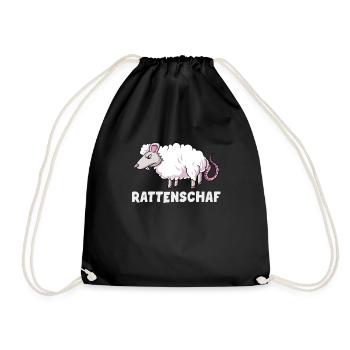 Lustiges Ratten Schaf Geschenk - Turnbeutel - Schwarz - Vorne