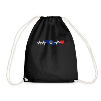 Nebraska heartbeat gift - Drawstring Bag - black - Front