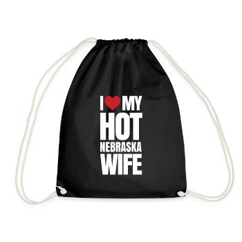 Nebraska wife gift - Drawstring Bag - black - Front