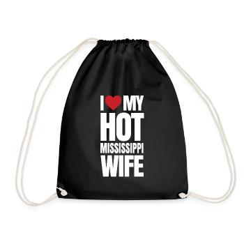 Mississippi wife gift - Drawstring Bag - black - Front