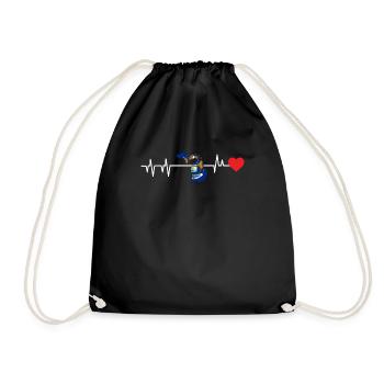 Michigan heartbeat gift - Drawstring Bag - black - Front