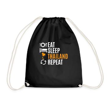 Eat Sleep Thailand Repeat Gift - Drawstring Bag - black - Front