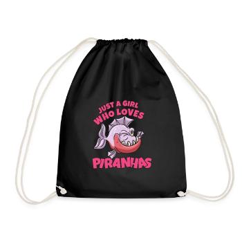 Piranha Geschenk - Turnbeutel - Schwarz - Vorne