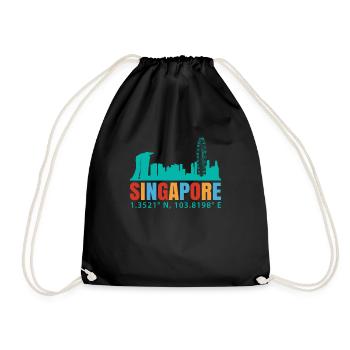 Singapur - Turnbeutel - Schwarz - Vorne