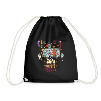 70's Hippie Soul Flower Love Peace Power 70's - Drawstring Bag - black - Front