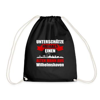 Unterschätze Niemals Einen Alten Mann Aus Wilhelms - Turnbeutel - Schwarz - Vorne