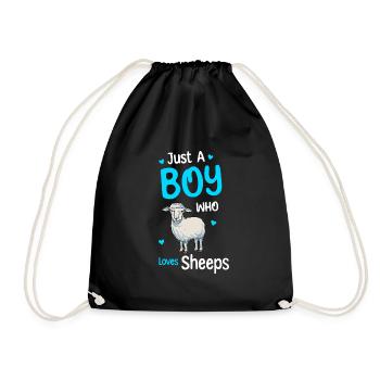 Only A Boy Who Loves Sheep - Drawstring Bag - black - Front