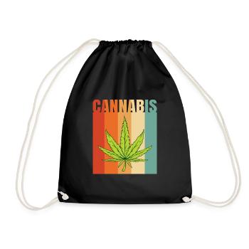 Cannabis Leaf - Drawstring Bag - black - Front