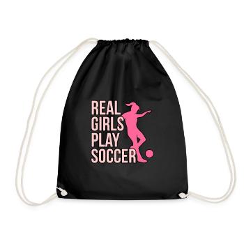 Les vraies filles jouent au football - Sac de sport léger - noir - Devant