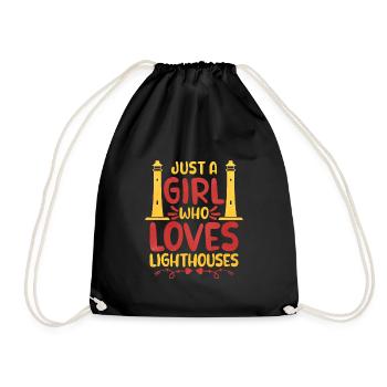 Girl Who Loves Lighthouses - Drawstring Bag - black - Front