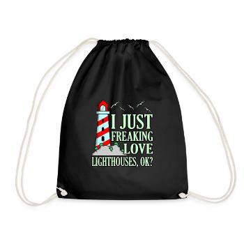Lighthouse - Drawstring Bag - black - Front