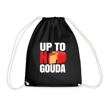 Gouda cheese piece - Drawstring Bag - black - Front