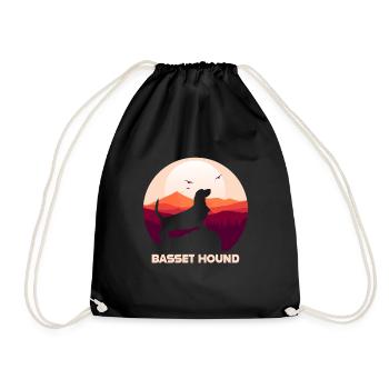 Basset Hound - Drawstring Bag - black - Front