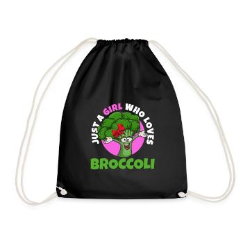 Just a girl who loves broccoli - Drawstring Bag - black - Front