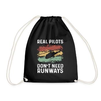 Helicopter Pilot Gift - Drawstring Bag - black - Front
