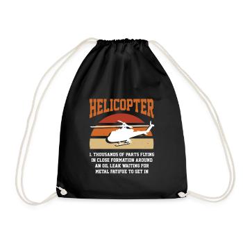 Helicopter Pilot Gift - Drawstring Bag - black - Front