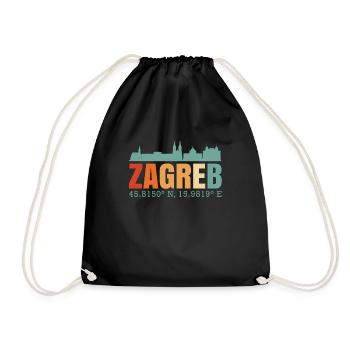 Zagreb Kroatien Skyline - Turnbeutel - Schwarz - Vorne